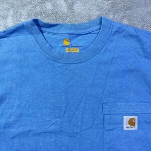 Carhartt Mens Large Blue Pocket T Shirt Original Fit Cotton Short‎ Sleeve